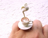 Tea Ring Miniature Food Jewelry Floating Ring Tea With Cream