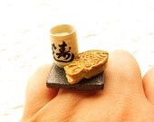 Japanese Ring Miniature Food Jewelry Green Tea And Matcha Taiyaki