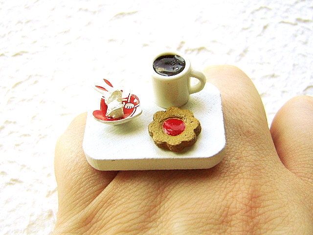 Kawaii Ring  Coffee Cookie Sugar Miniature Food Jewelry Gifts Under 10