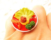 Food Ring Lunch Salad Miniature Food Jewelry