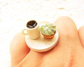 Cupcake Ring Miniature Food Jewelry Coffee And A Cupcake