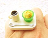 Coffee Ring Miniature Food Jewelry Ice Cream And Coffee