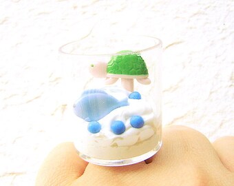 Ice Cream Ring Kawaii Food  Minature Food Jewelry Under The Sea