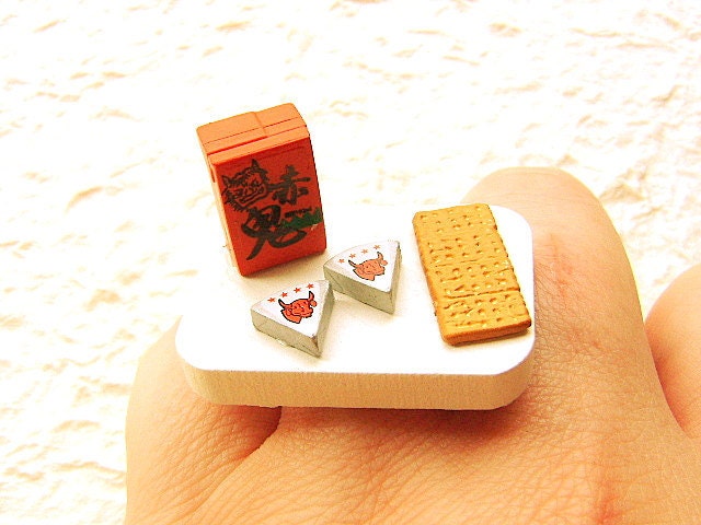 Japanese Ring Sake Cheese Cracker Miniature Food Ring