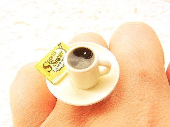 Kawaii Coffee Ring Miniature Food Jewelry