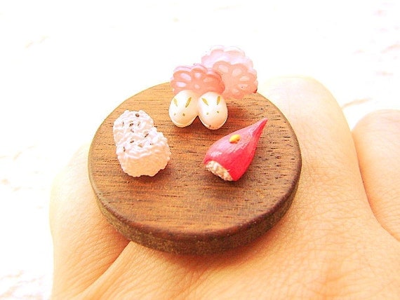 Kawaii Japanese Food Ring Miniature Food Jewelry Traditional