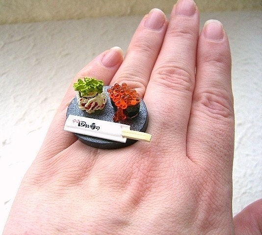 Kawaii Cute Japanese Ring - Sushi And Chopsticks