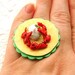 Food Ring Crepe Ice Cream Strawberry Miniature Food Jewelry SALE