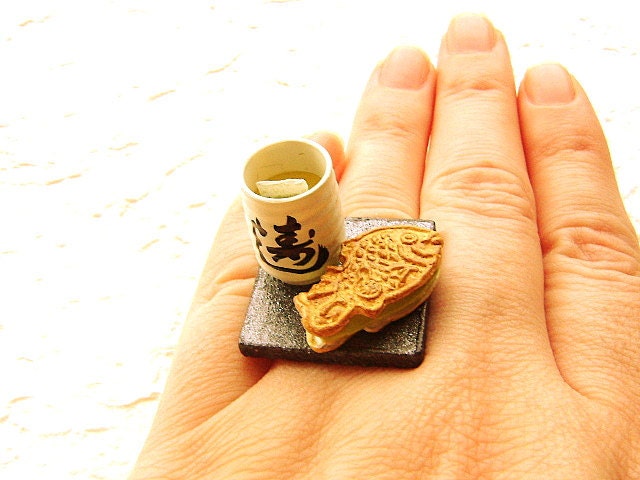 Cute Japanese Ring Green Tea And Matcha Taiyaki