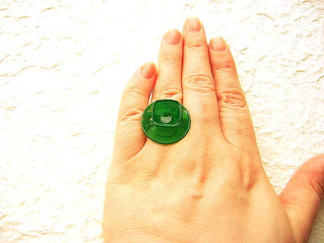 Kawaii Cute Japanese Ring Clear Green Teacup And Saucer