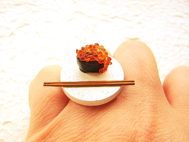 Kawaii Sushi Ring Tobiko Miniature Food Jewelry