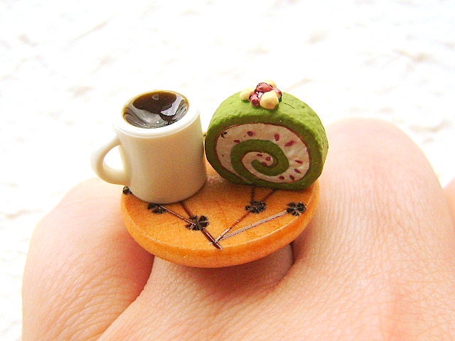 Miniature Food Ring Coffee And Matcha Cake