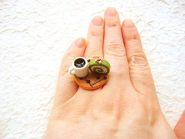 Miniature Food Ring Coffee And Matcha Cake