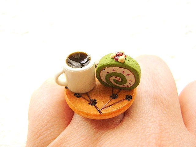 Miniature Food Ring Coffee And Matcha Cake