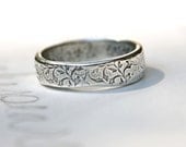 happily ever after womens wedding band ring . engraved recycled silver ring . custom personalized words inside by peacesofindigo