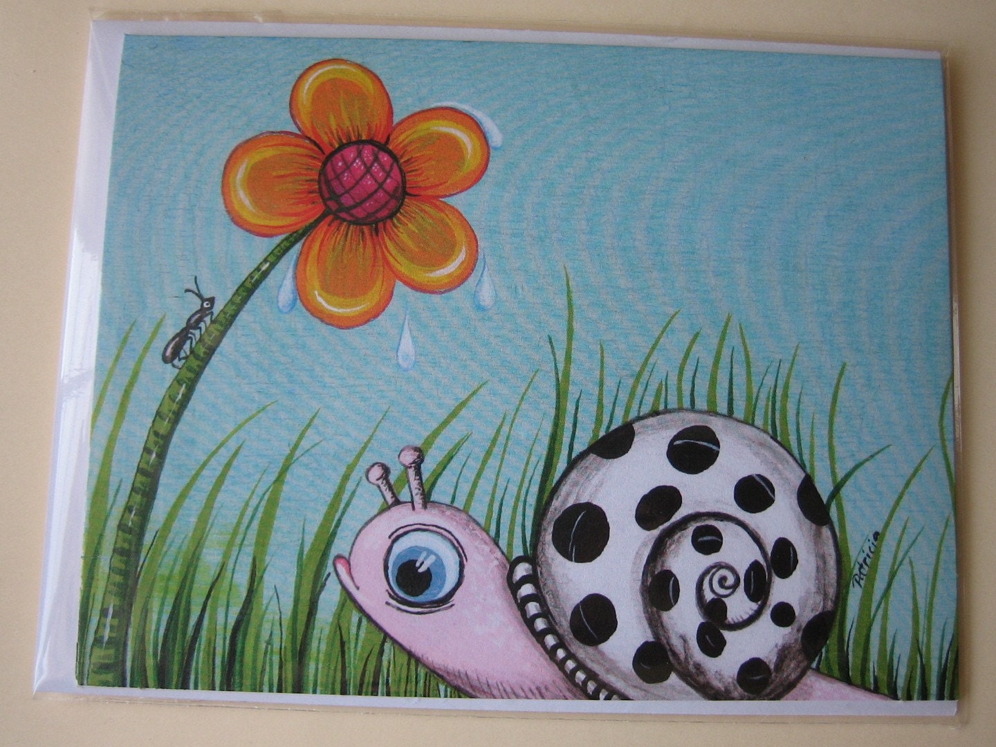 Grumpy Snail Blank Note Card