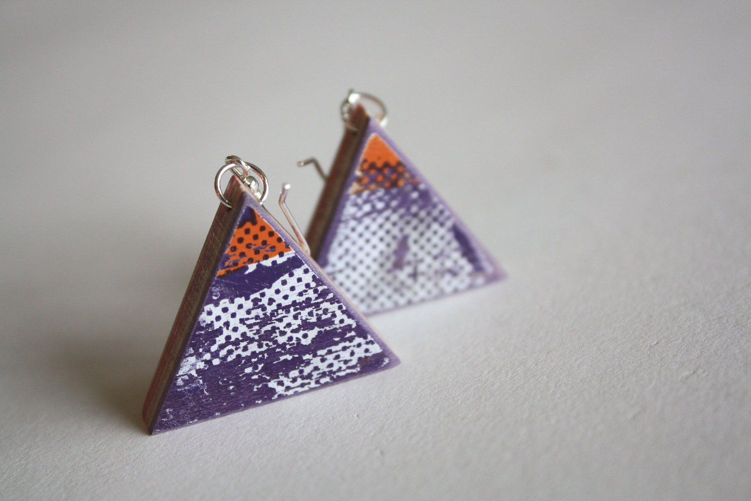 Recycled Skateboard Earring Triangle Flats-Painted Canyon