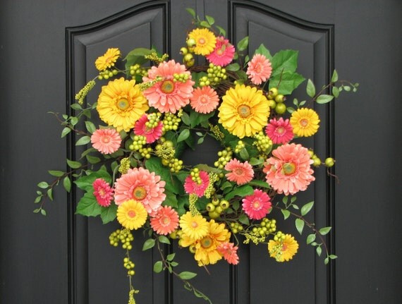 Spring Wreath - Gerber Daisies - Door Wreath - Hope for Spring - Spring Decor - Trending Decor for Your Home
