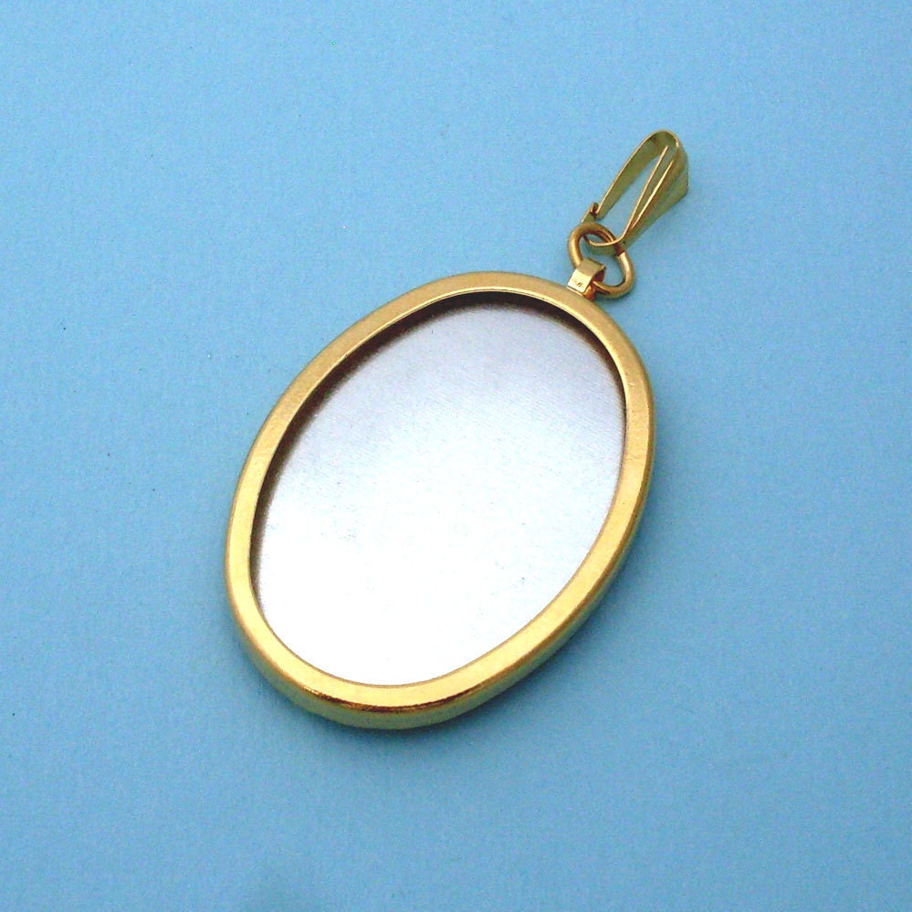 Gold Plated Oval Pendant Setting Frame Mounting 112G