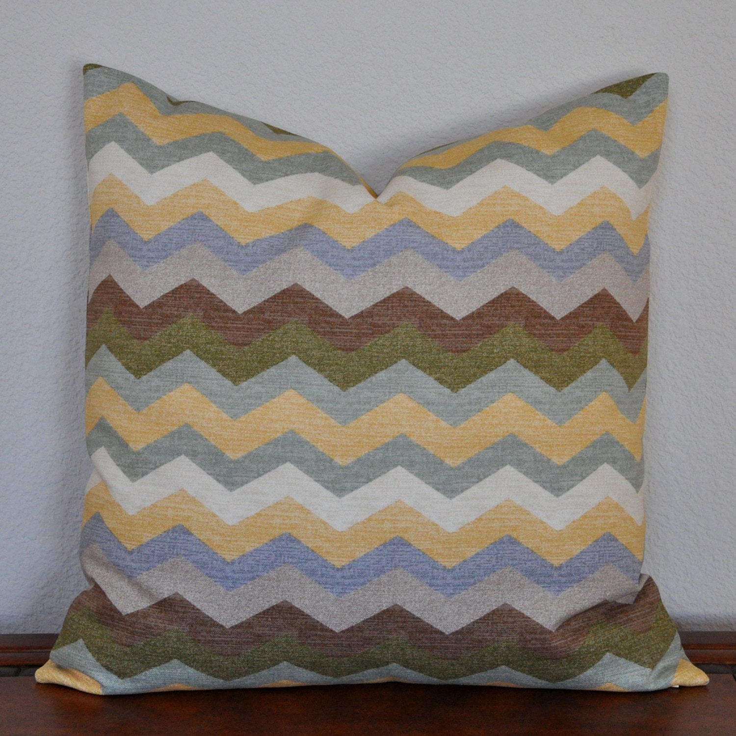 Decorative Pillow Cover 20x20 inches Waverly ZigZag Print in Earth Tones