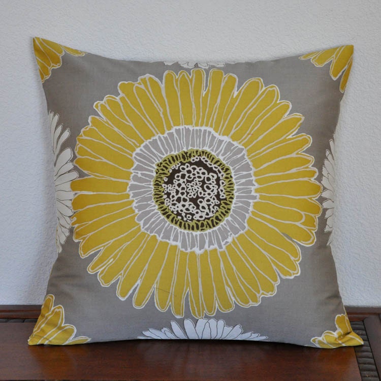 Decorative Pillow Cover Duralee 20x20 Pillow Cover in Yellow White on Gray Cushion Cover