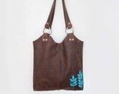 leather tote - brown leather bag - large leather handbag - customizable leather bag