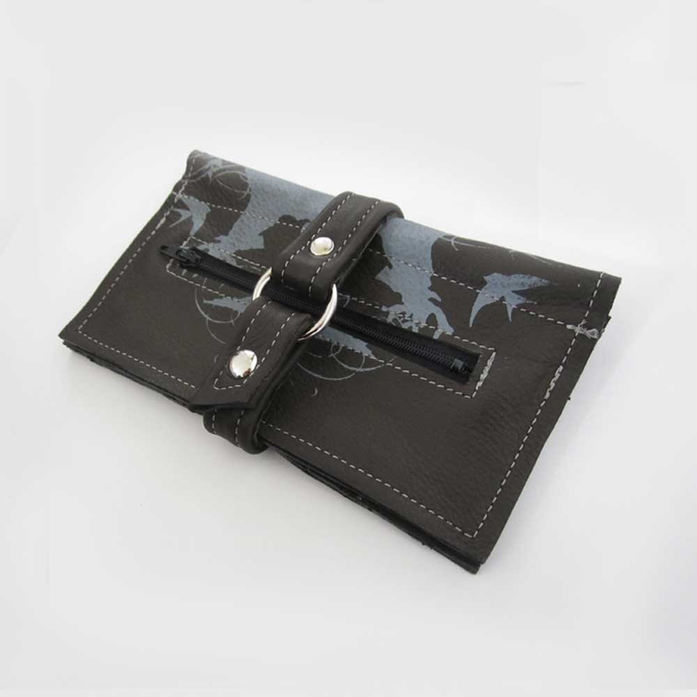 checkbook wallet - leather womens wallet - custom made wallet - grey leather wallet