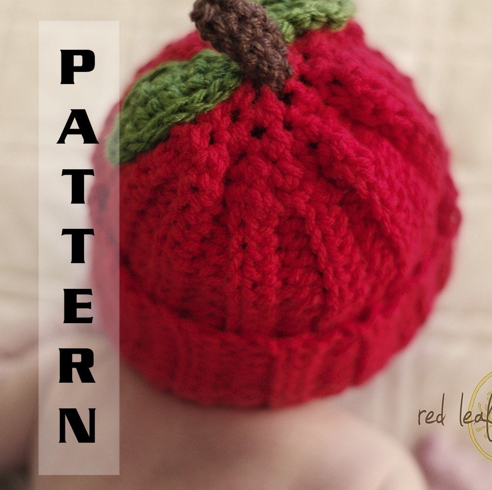 Apple Hat Pattern Newborn to Adult sizes plus Apple Booties for Baby - Crochet 311 INSTANT DOWNLOAD