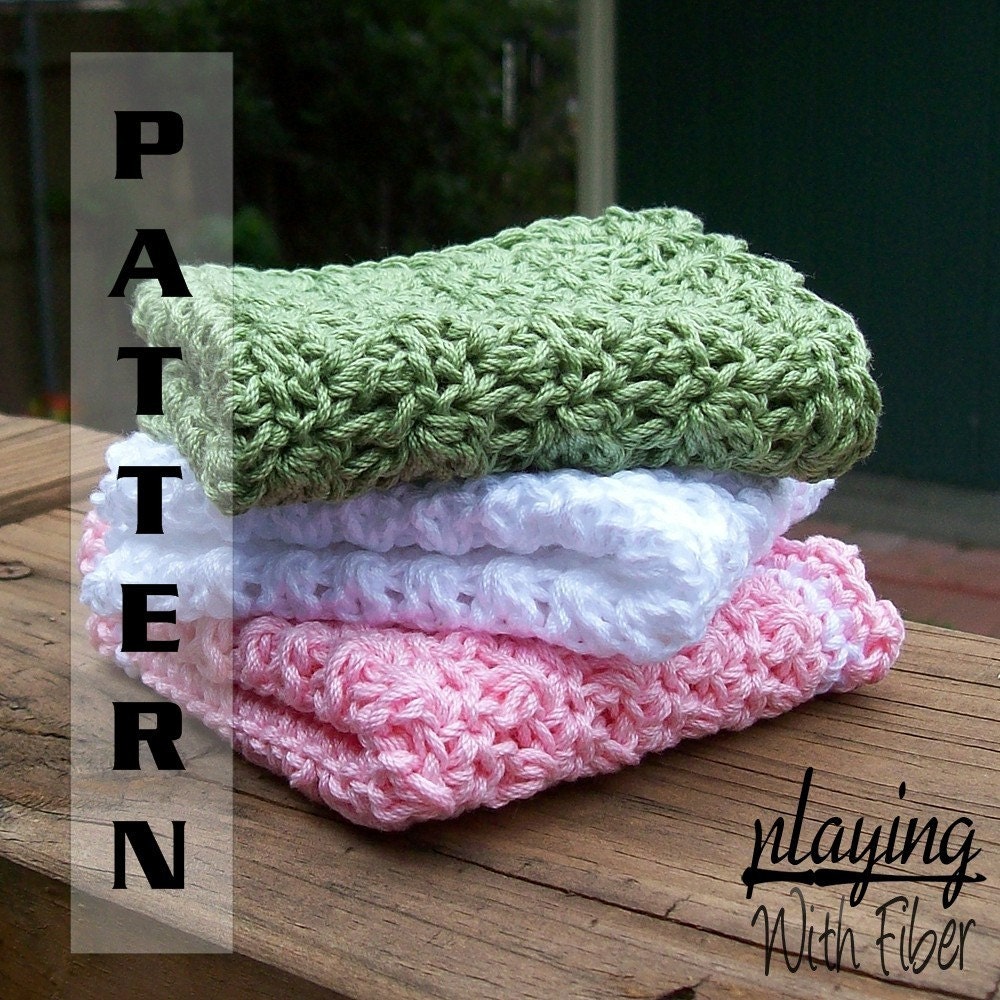 Crochet Baby Washcloths or Dishcloths Crochet Pattern 402  INSTANT DOWNLOAD