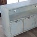 TV Cabinet Storage Bench 48 Inch wide SHABBY CHIC  Plazma big screen Entertainment Center  White over Robins Egg Blue Primitive caribbean