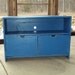 Primitive Royal Blue Tv Cabinet Entertainment Center Shabby Chic Distressed wood wooden Caribbean Coastal Sea Periwinkle Ocean Blue
