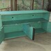 TV Cabinet Storage bench 48 Inch wide SHABBY CHIC Entertainment Center Heavily distressed Turquoise Primitive Wood Plazma Big Screen T V