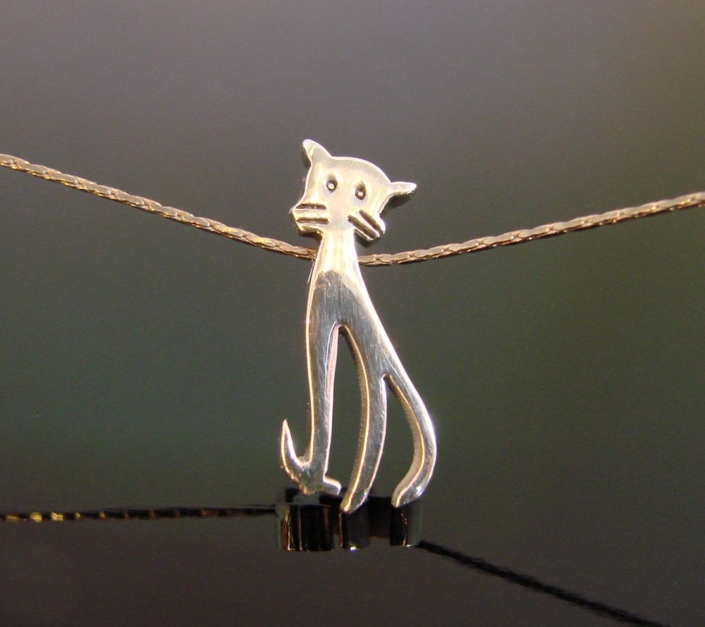 Kitty.... kitty - Sterling Silver Pendant, it comes with your choice of chain
