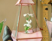 Little Pink Tower - Stained Glass Terrarium/Planter Pyramid Design