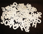 ABC Letters You Pick Numbers Plastic Alphabet Sinage White Bracelet Charms Set Jewelry Game Pieces Industrial Mid century Vintage