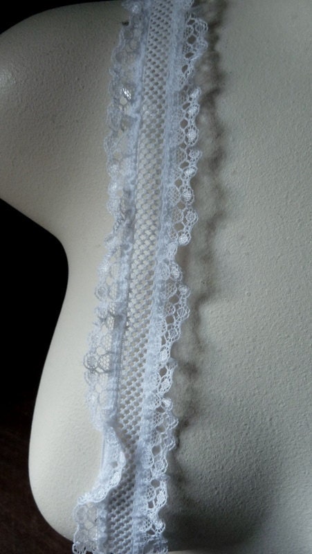 Elastic Trimmed with Lace in White for Headbands, Altered Couture, Garters, Lingerie STR 2021