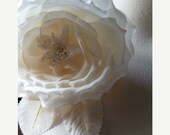 Silk Rose in Ivory Tea for Millinery, Bridal Sashes, Costume Design