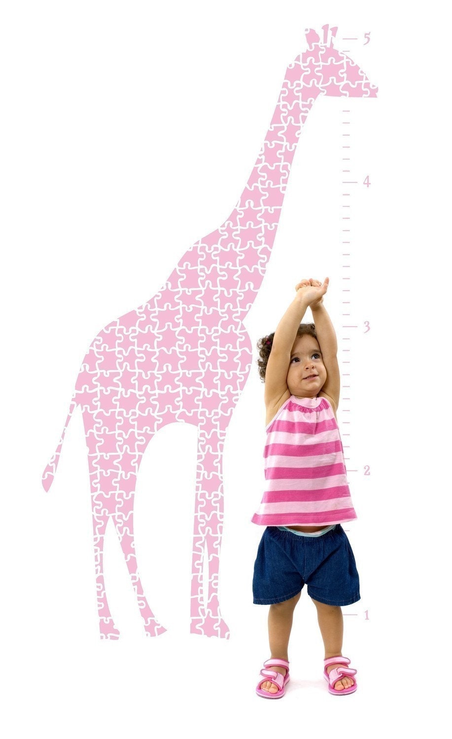 Growth Chart Vinyl Wall Decal- Giraffe Puzzle, Sticker, Graphic 30019