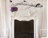 Vinyl Wall Decal- Large Branch Silhouette Vinyl Graphic, Sticker, Tree, Birds, item 30011