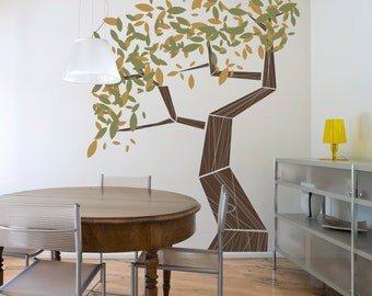Modern Tree Vinyl Wall Decal- Leafy Tree Graphic, Sticker, item 30031