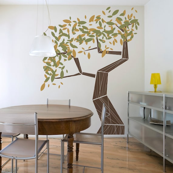 Modern Tree Vinyl Wall Decal- Leafy Tree Graphic, Sticker, item 30031