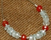 Faceted Aquamarine and Carnelian Rondelle Beads 3-3.5mm 19 beads