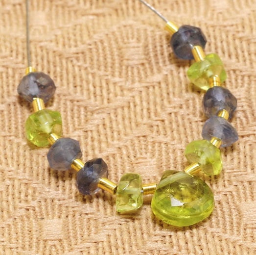 Faceted Peridot and Iolite Gemstone Beads