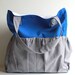 Cyber Monday Etsy Large Color Block Mary-Jane Tote Bag. Oversized Purse or Diaper Bag. Bright Solid Blue and Gray Canvas Bag.