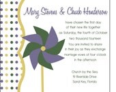 Green Yellow and Purple Modern Spring Customizable Pinwheel Wedding Invitation