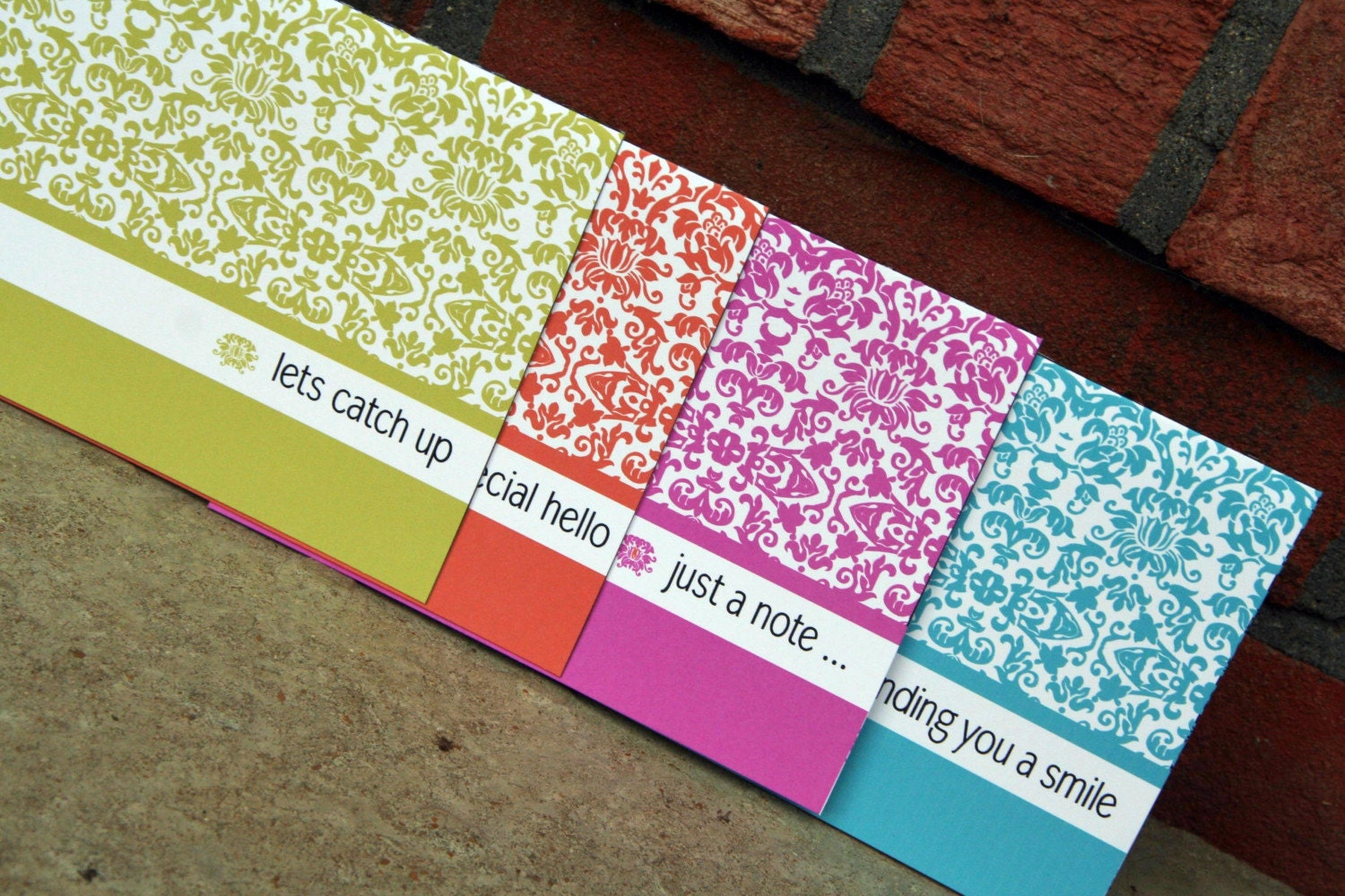 Bright and Colorful Damask NoteCard Set