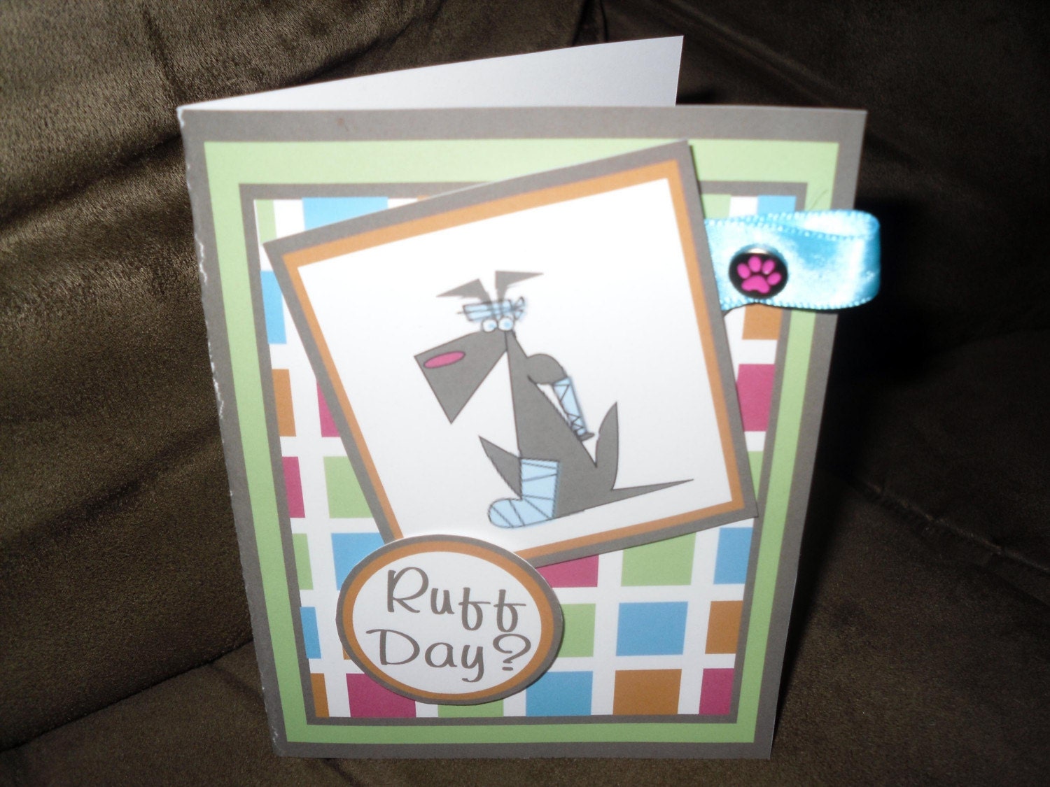 Dog Lovers Get Well Soon Card -- Ruff Day with Rainbow colors