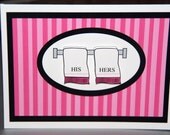 Pink and Black Striped His and Her 3D Towel Bridal Shower Card