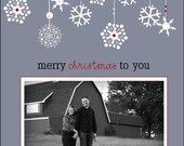 DIY Printable Gray Grey Red Crimson Holly Snowflake Family Photo Picture Portrait Holidays Christmas Card