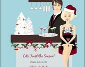 Festive Exclusive FACES COLLECTION Couples Bar Christmas Cocktail Party Celebration Invitation
